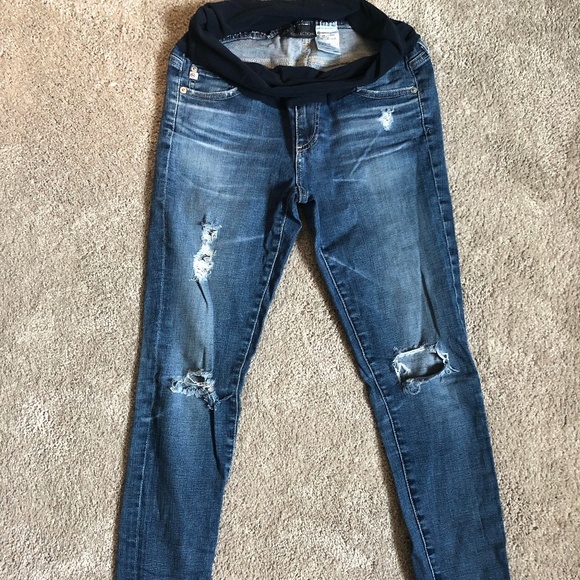 AG distressed skinny maternity jeans - 26R - Picture 1 of 3
